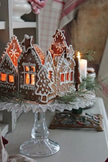 Gingerbread villiage centerpiece idea