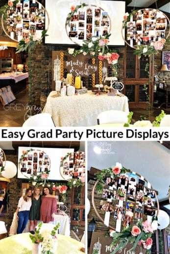 Hoop and ribbon Garden Graduation Party Picture Display