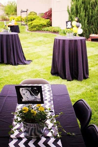 Graduation Party centerpieces Black and Gold Photo bouquet