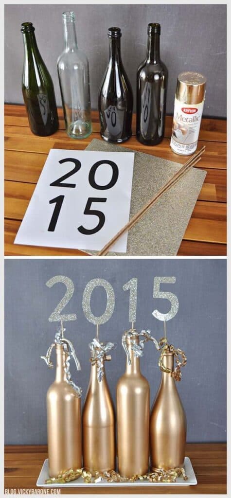 Graduation Party Centerpieces DIY Gold Bottles with numbers