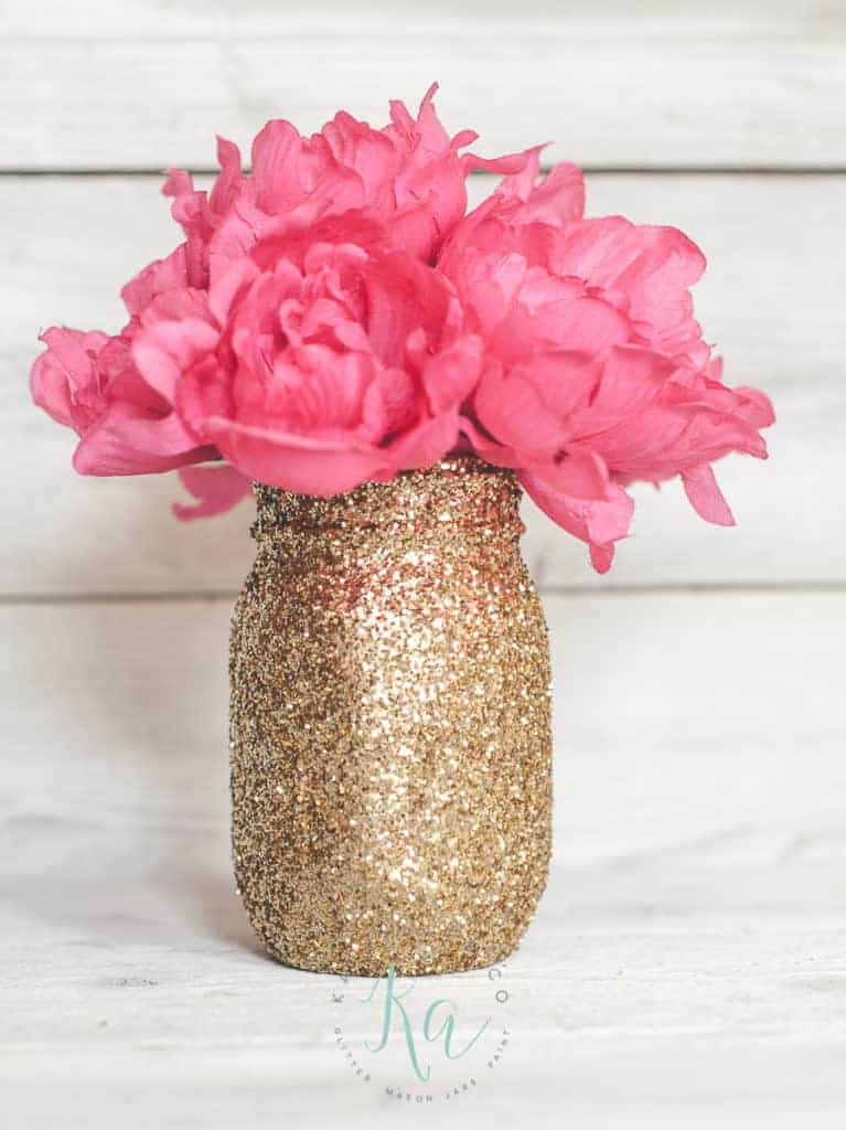 Graduation Party Centerpiece Gold Glitter Mason Jar