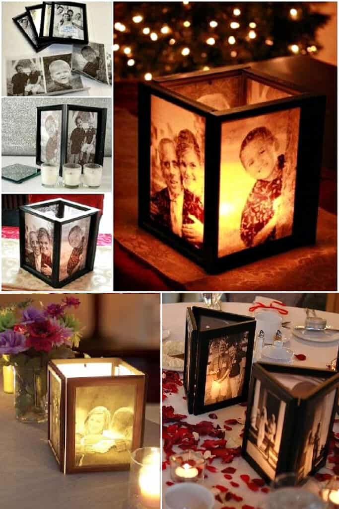 DIY Picture Frame votive centerpieces