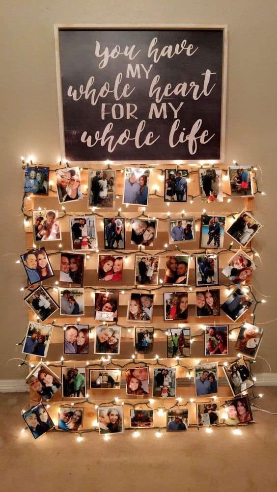 pallet wood picture display with lights