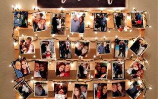 Outdoor Grad Party Picture Display with lights