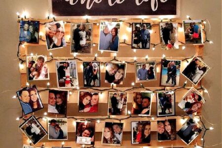 Outdoor Grad Party Picture Display with lights
