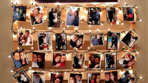 Outdoor Grad Party Picture Display with lights