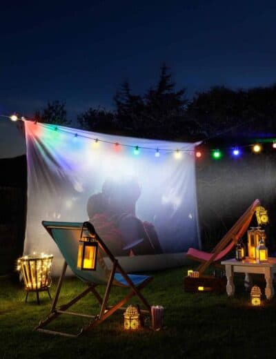 Backyard lighting and projector