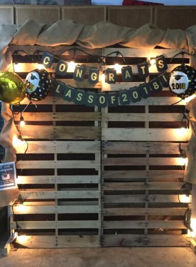 Pallet Wood Photo Back drop for night time Grad party