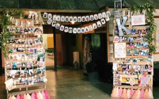 Grad Party Picture Collage Wall Photo display idea. Easy DIY Graduation Party Decoration Ideas using Pictures