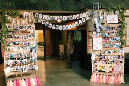 Grad Party Picture Collage Wall Photo display idea. Easy DIY Graduation Party Decoration Ideas using Pictures
