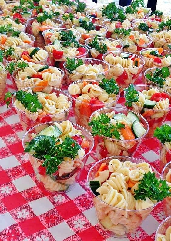 Easy DIY Pasta for 4th of July or Memorial Day parties. A great 4th of July party idea for portion control.