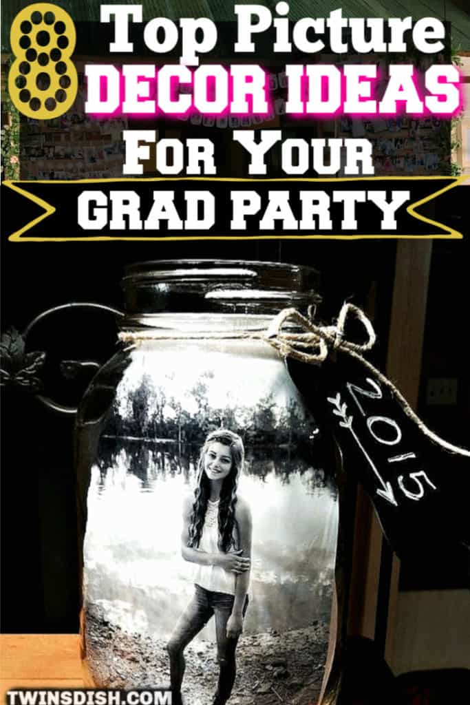 Graduation party picture display ideas for high school and college, boys and girls. Tips and DIY for decorations, pictures, on a budget. #Graduation #GraduationParty #GradParty