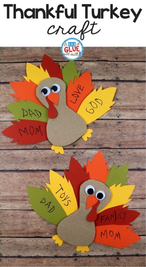 Thankful Gratitude Turkey Thanksgiving Craft for Kids