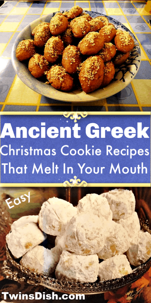 Ancient Greek Christmas Cookie Recipes that melt in your mouth / Christmas treats / Christmas Desserts / Christmas Cookies / Easy / Cookie Recipes / Snowball Cookies / Mexican Wedding Cookies / Russian Wedding Cookies / Sugar Cookies/ Walnut Cookies / Almond Cookies / Butter Cookies