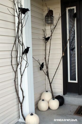 Branches and Pumpkins Halloween Decor Frontporch