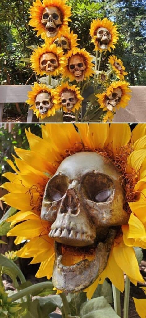 DIY Sunflower Skeletons Halloween Lawn decor