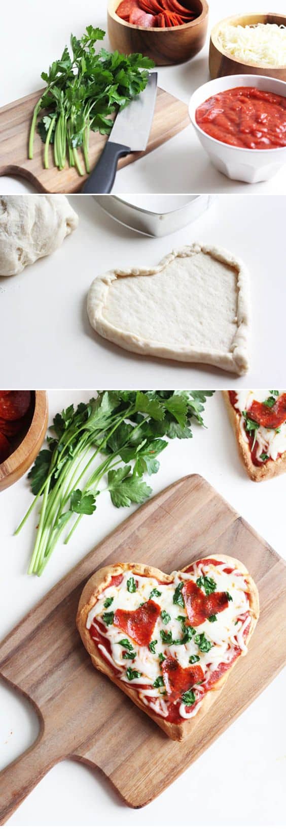 Easy DIY Heart Shaped Pizza for Valentines Day. Pair with our pizza pun for the perfect clever and memorable gift. DIY boyfriend gifts.