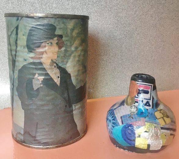 DIY decoupage vase and pencil holder craft gift kids can make for Mother's Day