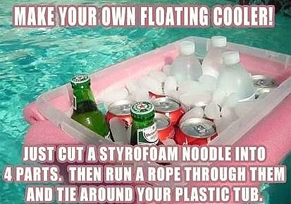 DIY Pool noodle cooler hack for drinks. Easy DIY 4th of July party idea on a budget.