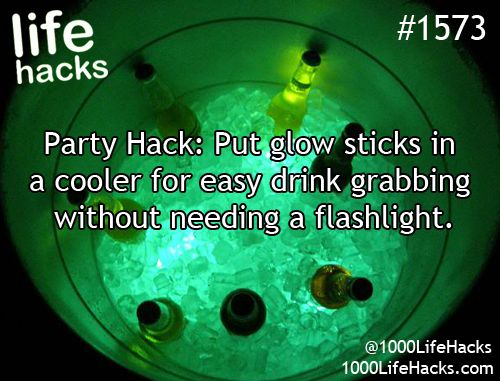 Glow in the dark cooler hack for drinks. Easy DIY 4th of July party ideas.