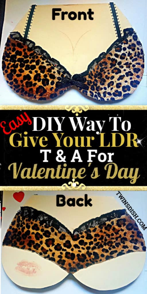 Easy DIY Lingerie Valentine's Day Card for him with DIY lotto scratchers, is better than store bought. Made of old leopard pajamas and lace, perfect for a long distance relationship, Anniversary, or even Birthday.