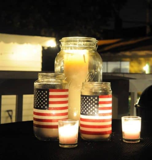 DIY Flag Mason jar craft. Easy DIY 4th of July party ideas for Food and decorations.