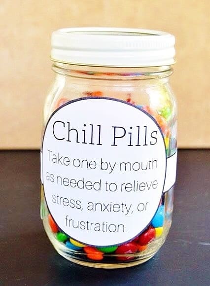 Easy DIY Candy Chill Pill Jar with Candy Kids can make for Mothers Day. A great last minute gift idea on a budget.