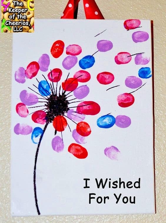 Easy DIY Fingerprint Wish Card. Great DIY Mother's Day craft gift kids can make for Mom or GrandMa