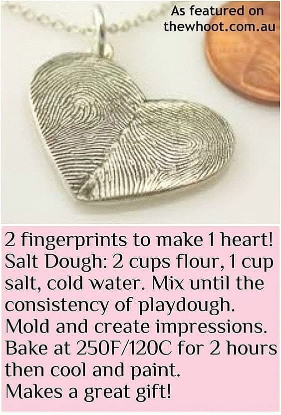 Easy DIY Heart Finger print necklace. Great DIY Mother's Day gift kids can make.