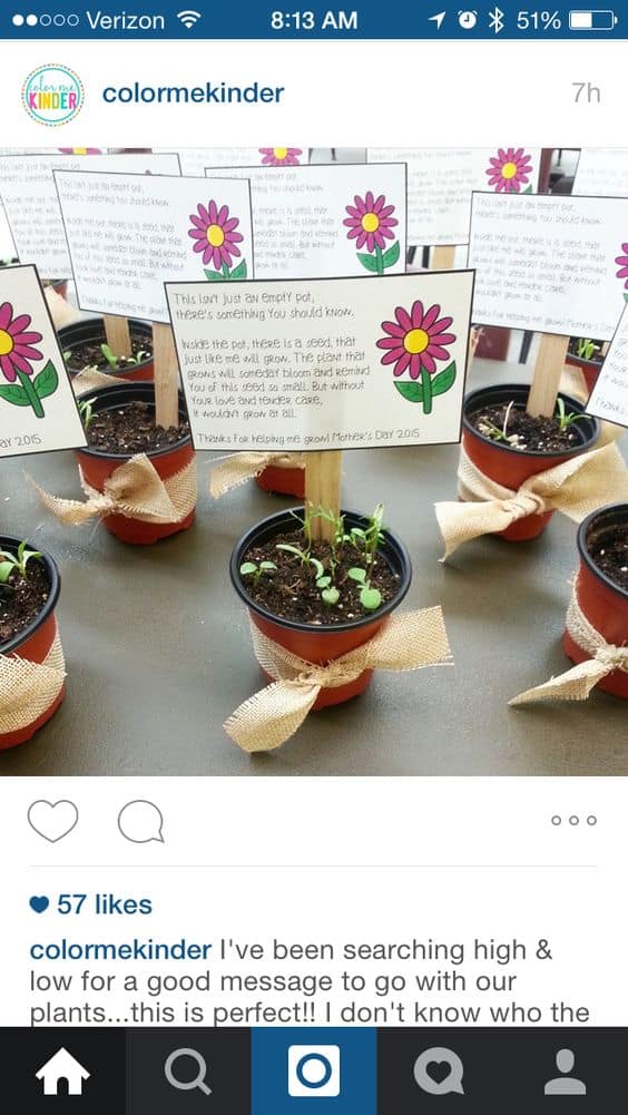 Perfect plant poem for Easy DIY Mothers Day crafts kids can make. A great thoughtful Summer garden gift idea you can do for Mom's, GrandMother, or Grauntie on a budget.