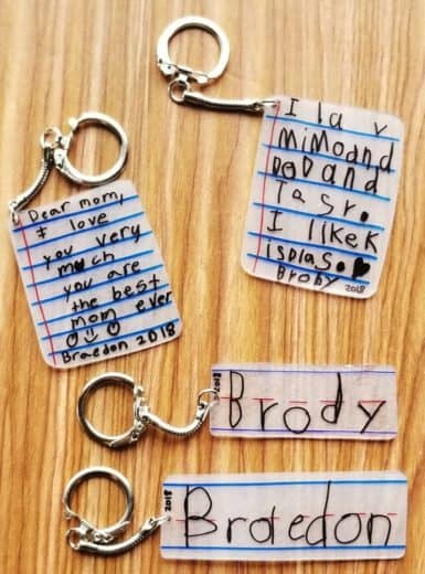 Easy DIY shrinky dink key chain craft gift idea kids can make for Fathers Day