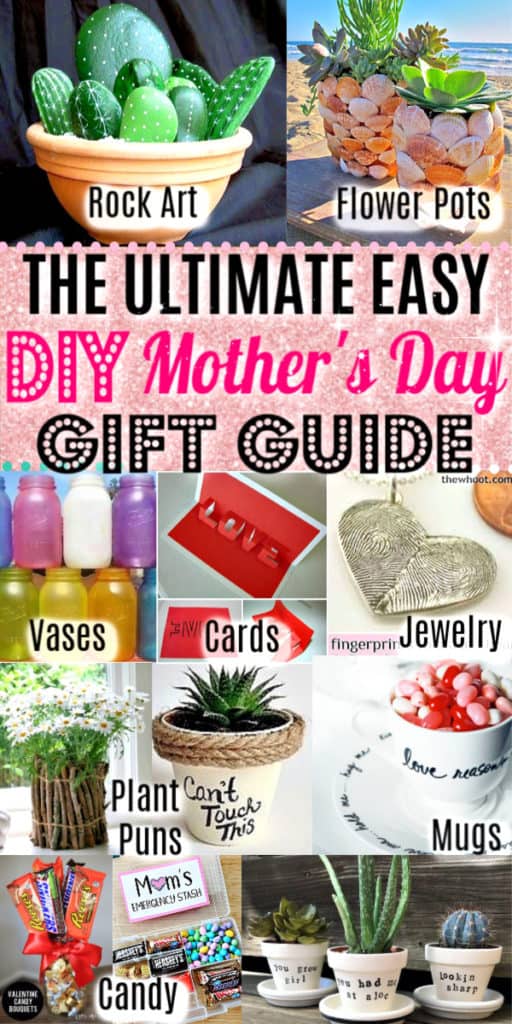 Pinterest Pin for Easy DIY Mother's Day craft gifts kids can make. Great budget mother's day cards, gifts, and kids crafts ideas for the home and garden. 