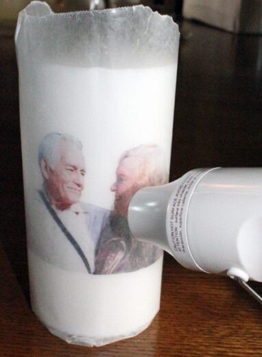 Easy DIY Mother's Day gift- transferring a photo on a candle