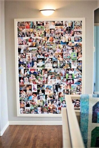 Easy DIY Mother's Day gift photo collage for wall. Perfect heartfelt gift for mom.