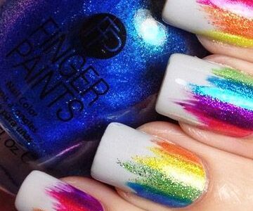 Use different color highlighters over glitter nailpolish to do this nail art hack, great for unicorn nails, rainbow nails, back to school, St Pattys Day, easy DIY Nail Design ideas