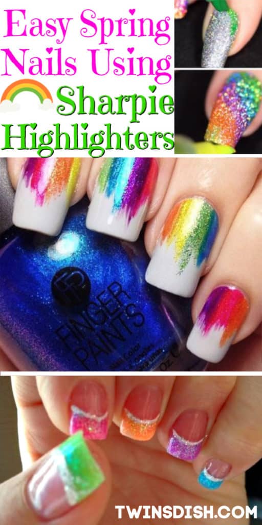 Easy Spring nails 2019 using Sharpie highlighters