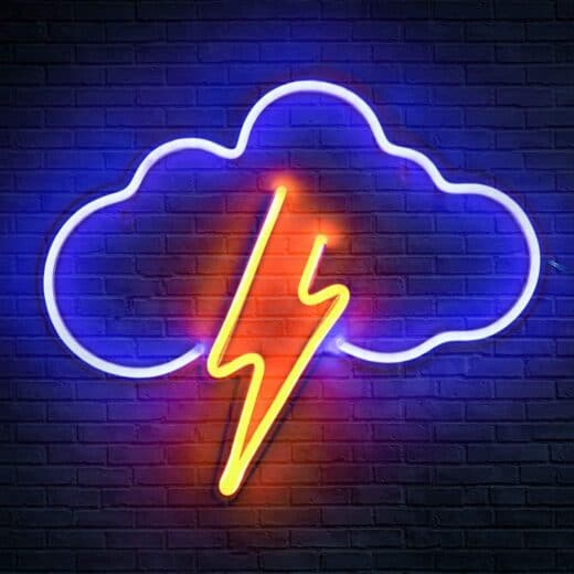 Neon Sign Lightening Bolt Cloud