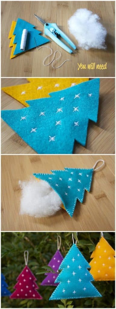 Easy DIY Felt Christmas Tree Ornament craft and gift idea.