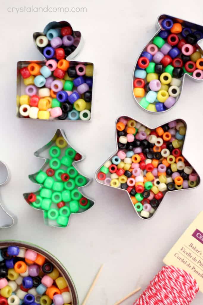 Easy DIY Kids Beads Christmas Ornament craft and gift.