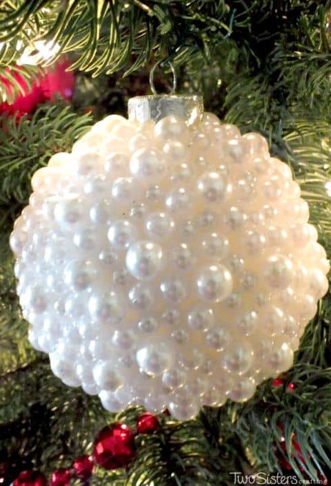 Easy DIY Pearl Ornament that looks store bought. Makes the perfect Christmas gift idea for friends, family, and even yourself. It's easy enough for a kids craft idea.