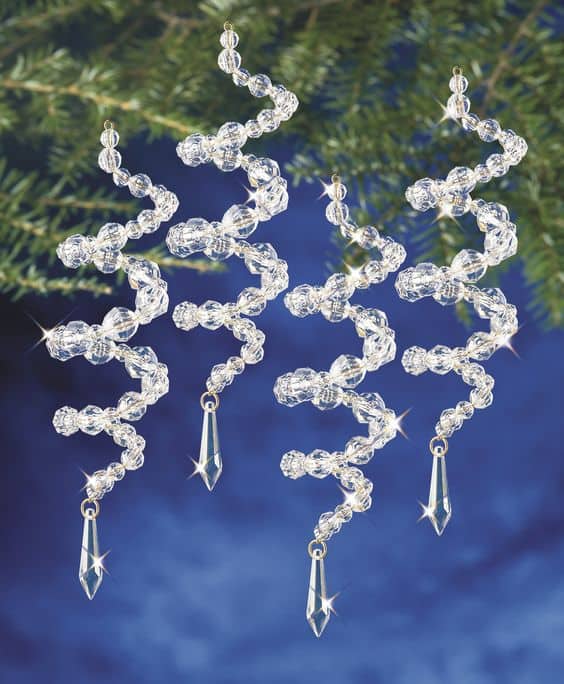 Easy Diy Crystal Bead Spiral Ornament craft and gift idea.