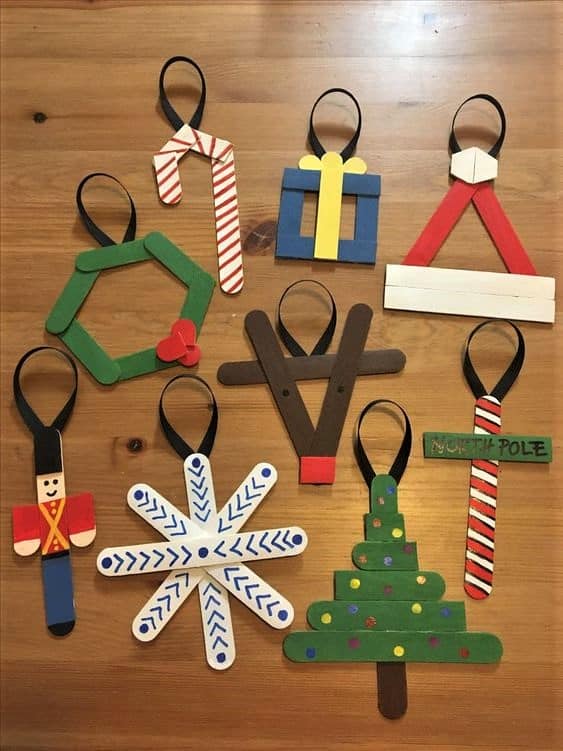 Easy DIY Popsicle Christmas Ornaments. Simple yet beautiful dollar store craft gift idea anyone can make, even kids,