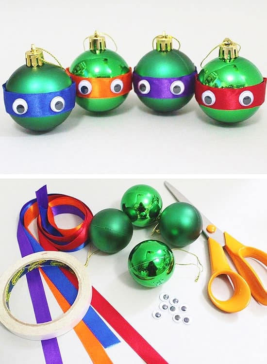 Easy DIY Ninja Turtles Ornaments that look store bought. Make great gifts.