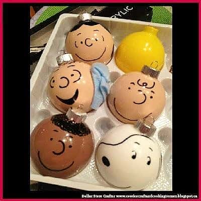 Easy DIY Ornaments kids can make for the peanuts gang using sharpies and paint.