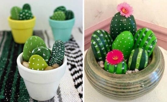 DIY Painted Cactus Rock Garden/ Super easy DIY Valentine's day gifts.