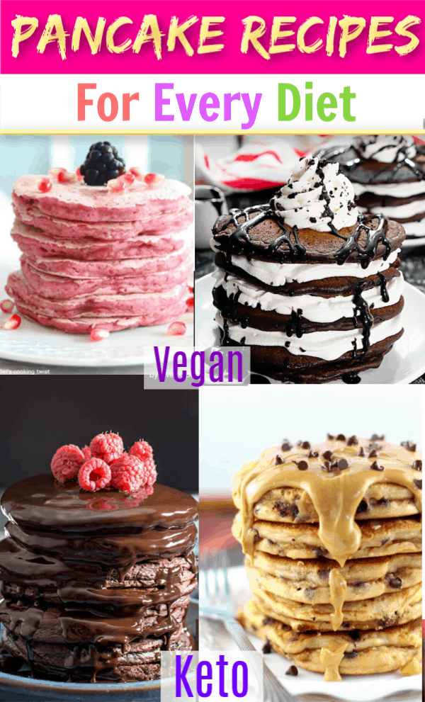 Easy Pancake Recipes for every diet including Low Carb, Keto, Vegan and Paleo. From healthy to savory and decadent chocolate, these unique pancakes make a great addition to your breakfast recipes collection