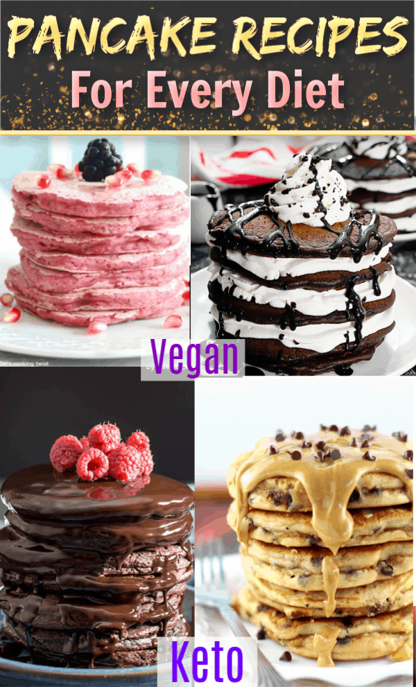 Easy Pancake Recipes for every diet including Low Carb, Keto, Vegan and Paleo. From healthy to savory and decadent chocolate, these unique pancakes make a great addition to your breakfast recipes collection