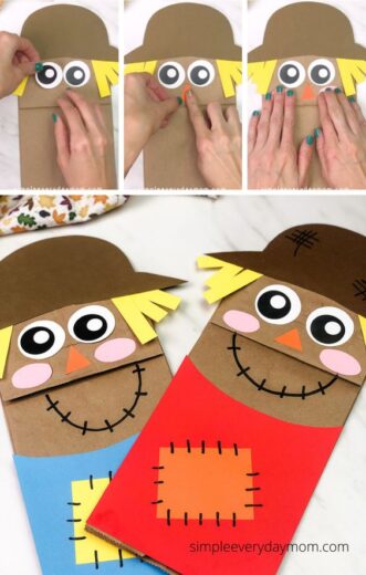 Paper Bag Scare crow Puppet Fall Kids Craft