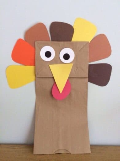 Paper Bag Turkey Puppet Kids Thanksgiving Craft