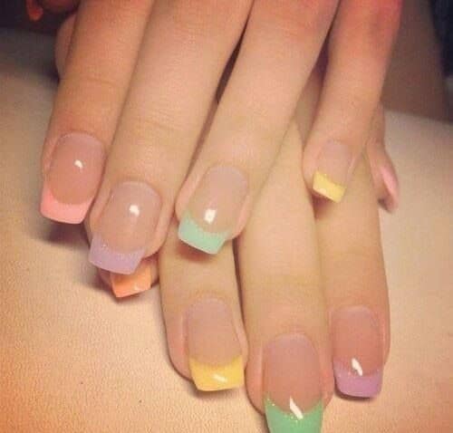 Easy French Pastel Nail Design Idea for Easter, Spring, and Summer nails. So cute.